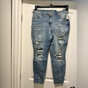 New NWT Maurice’s distressed high rise jeans jeggings denim flex L large short